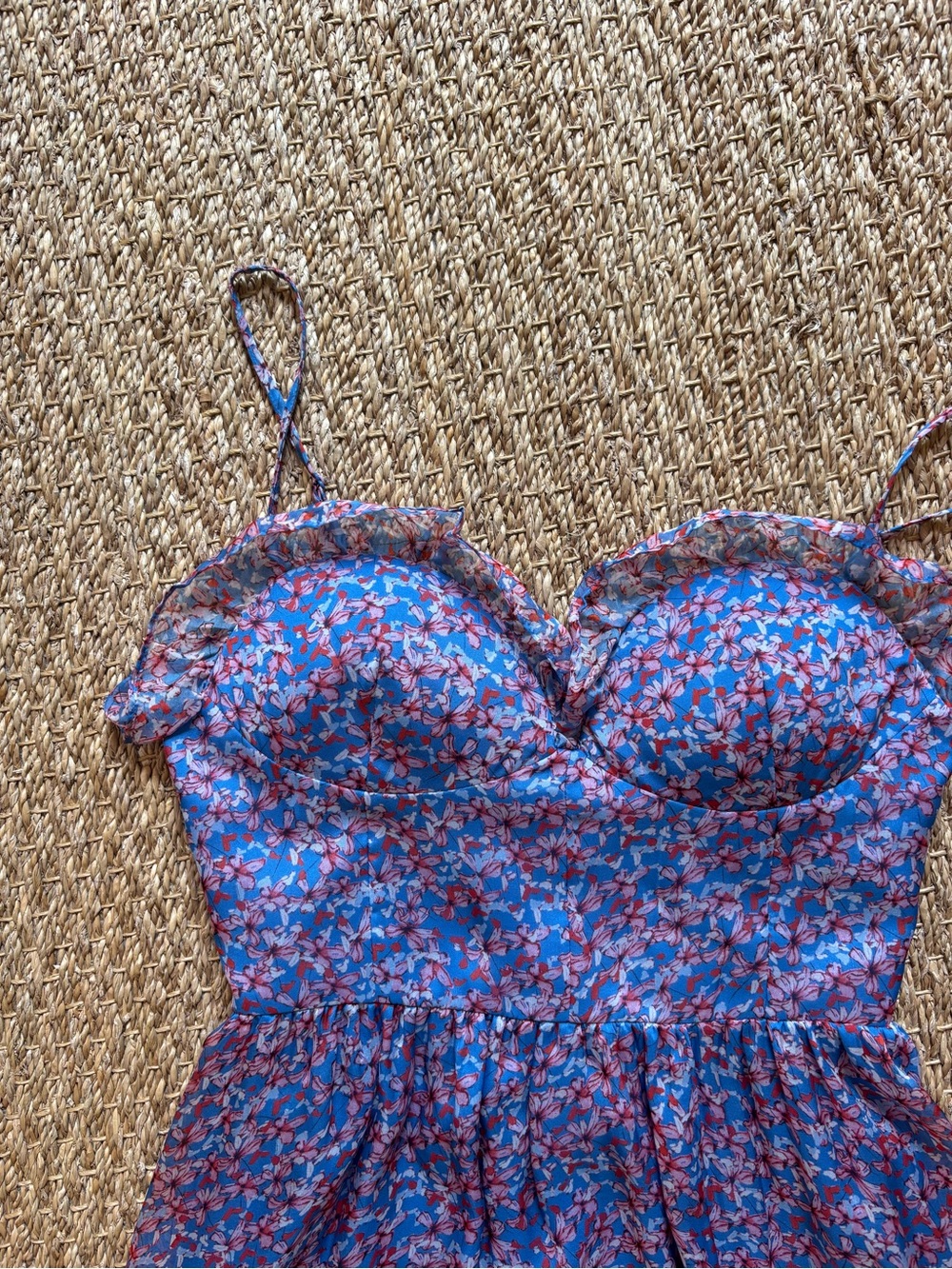 Sau Lee Florence gown in blue multi — blue floral dress - Picture 3 of 4